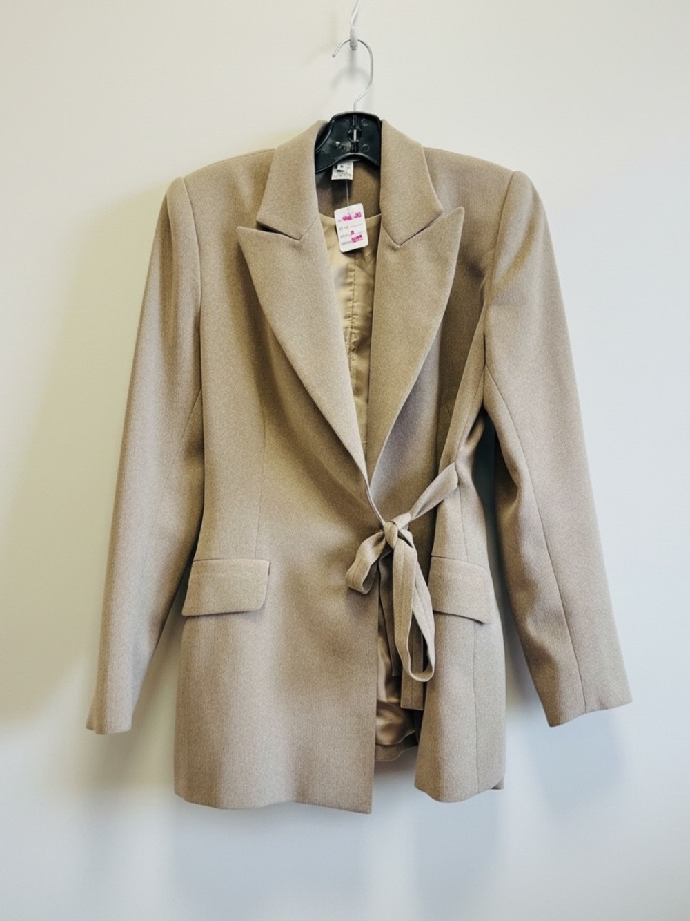 mac & jac Taupe Tie-Waist Tailored Blazer